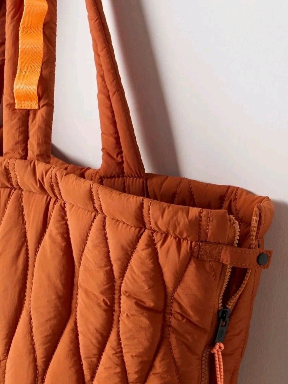 Free People Quilted Fold Out Blanket Tote Bag Rust Orange - New - Picture 2 of 4